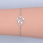 201 Stainless Steel Link Bracelets, with Lobster Claw Clasps, Flat Round