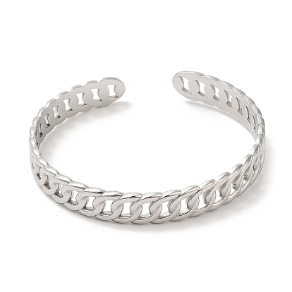 Placage ionique (ip) 304 bracelets en acier inoxydable, bracelets manchette à chaîne gourmette, bijoux pour femmes