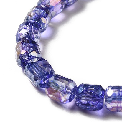 Electroplate Transparent Glass Beads Strand, AB Color Plated, Faceted, Column