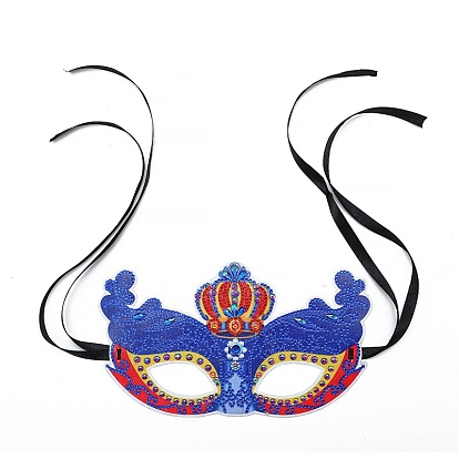 DIY Masquerade Mask Diamond Painting Kits, including Plastic Mask, Resin Rhinestones and Polyester Cord, Tools