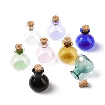 Bouteilles en verre miniatures, avec bouchons en liège, bouteilles de vœux vides, pour accessoires de maison de poupée, fabrication de bijoux