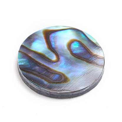 Natural Abalone Shell/Paua Shell Cabochons, Flat Round