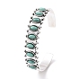 Synthetic Turquoise Horse Eye Beaded Open Cuff Bangle, Retro Alloy Jewelry for Women