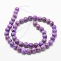 Natural Marble Beads Strands, Round, Dyed & Heated