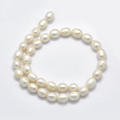 Hilos de perlas de agua dulce cultivadas naturales, oval