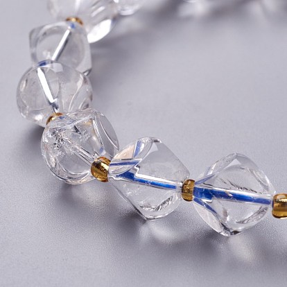 Ограненные браслеты из натуральных драгоценных камней стрейч из бусин, со стеклянными бусинами, шестигранные небесные кости