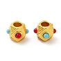 Alloy Beads, with Colorful Resin Cabochon, Lead Free & Cadmium Free, Polygon