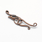 Brass Hook Clasps, Cadmium Free & Lead Free, Rack Plating, Red Copper, Wing