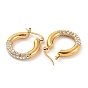 Ion Plating(IP) 304 Stainless Steel Hoop Earrings with Rhinestones for Women