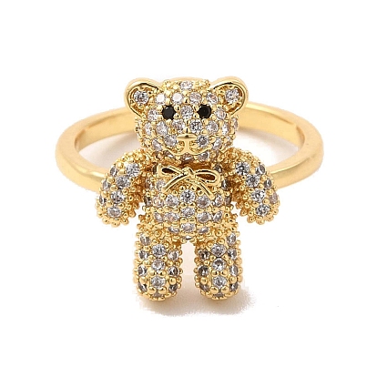 Открытое кольцо-манжета медведя из кубического циркония, золотые латунные украшения для женщин
