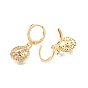 Colorful Cubic Zirconia Flower Dangle Leverback Earrings, Brass Jewelry for Women, Cadmium Free & Nickel Free & Lead Free