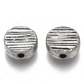 Tibetan Style Alloy Beads, Cadmium Free & Lead Free, Flat Round, Textured