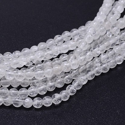 Natural Quartz Crystal Round Beads Strands, Rock Crystal Beads