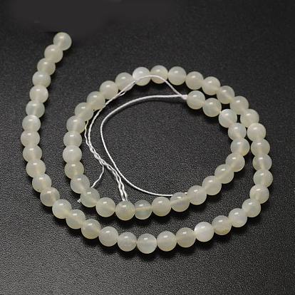 Round Natural White Moonstone Bead Strands, Grade A