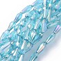 Electroplate Transparent Glass Beads Strands, Full Rainbow Plated, Faceted, Faceted, Teardrop