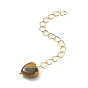 Rallonge de chaîne gourmette en laiton avec petite breloque cœur en pierre précieuse, chaînes d'extrémité, or