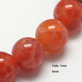 Natural Fire Crackle Agate Beads Strands, Dyed & Heated, Round