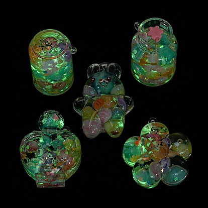 Luminous Transparent Acrylic Big Pendants, with Star Quicksand, Rainbow Candy