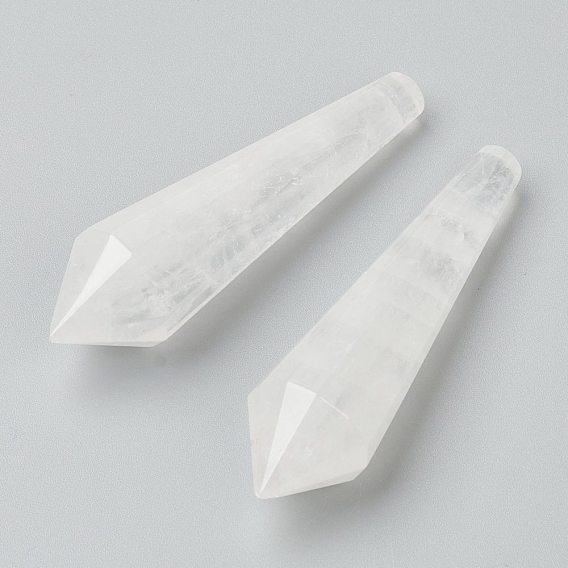 Natural Quartz Crystal Beads, Healing Stones, Reiki Energy Balancing Meditation Therapy Wand, No Hole/Undrilled, for Wire Wrapped Pendant Making, Bullet