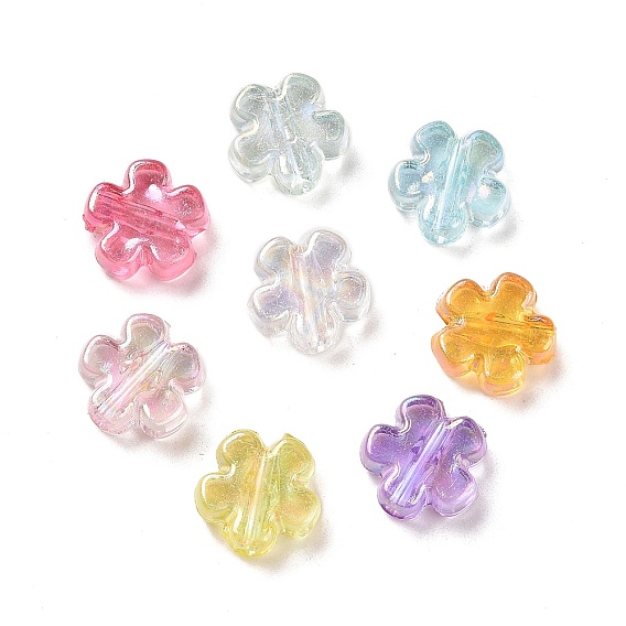 Perles acryliques transparentes, couleur claire ab, fleur