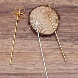 Iron Hair Stick Findings, with Iron Pins, Flower