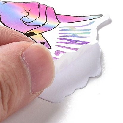 50Pcs Holographic Laser Style Cartoon Paper Sticker Label Set, Adhesive Label Stickers, for Suitcase & Skateboard & Refigerator Decor