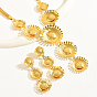 Flower Iron Jewelry Sets for Women, Dangle Stud Earring & Pendant Necklaces