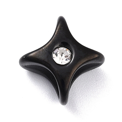 304 de acero inoxidable encantos de la diapositiva, con diamantes de imitación de cristal, 4 estrella puntiaguda