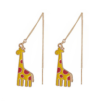 3 пара 3 серьги-гвоздики с подвесками в виде жирафа из сплава с цветной эмалью, золотые латунные серьги для женщин