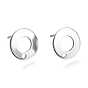 201 Stainless Steel Stud Earring Findings, with 304 Stainless Steel Pins, Ring