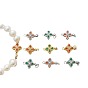 Brass Pave Glass Rhinestone Clover Box Clasp for DIY Jewelry Bracelet Necklace, with Hook and Tail Clasp