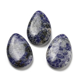 Perles de jaspe tache bleue naturelle, pas de trou/percé, larme