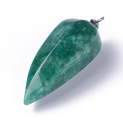 Natural Gemstone Pointed Pendants, with Stainless Steel Findings, Cone