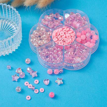 Kit de recherche de fabrication de bijoux en perles de bricolage, y compris des perles d'acrylique et d'argile polymère, coeur & étoile & rond & disque