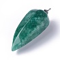 Natural Gemstone Pointed Pendants, with Stainless Steel Findings, Cone