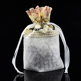 Sacs-cadeaux en dentelle de polyester et fil flammé, pour bijoux et baby showers emballage sac de faveur de mariage