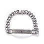 304 Stainless Steel Curb Chain ID Bracelets, with Lobster Claw Clasps, Religion, Rectangle with Bible