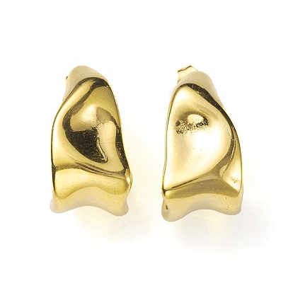 304 Stainless Steel Twist Teardrop Stud Earrings, Half Hoop Earrings for Women