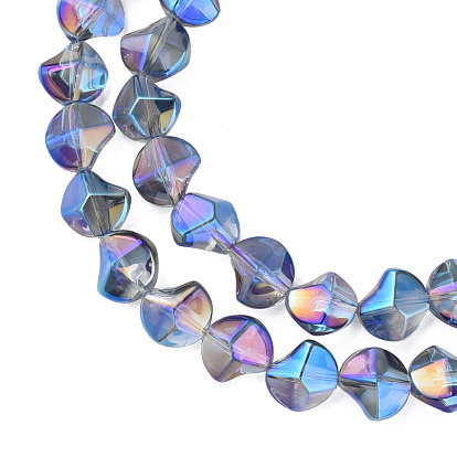 Plaquent verre transparent perles brins, demi-plaqué, torsion