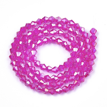 Electroplate Glass Beads Strands, AB Color, Faceted, Bicone