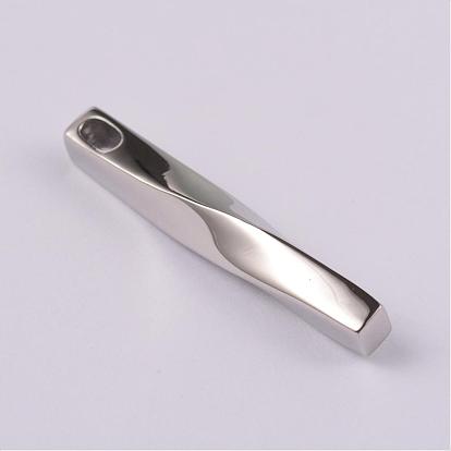 Twisted Strip 304 Stainless Steel Pendants, 40~41x6~7x6~7mm, Hole: 2x5mm