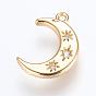 Brass Charms, with Cubic Zirconia, Moon