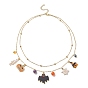 Двухслойное ожерелье из латунных спутниковых цепочек, Скелет, тыква и летучая мышь сплав эмали подвески Хэллоуин ожерелье для женщин