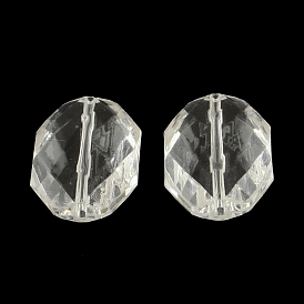 Faceted Hexagon Transparent Acrylic Beads, 25x18.5x8mm, Hole: 2mm, about 183pcs/500g