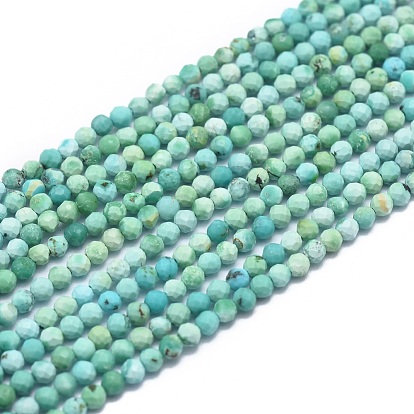 Hubei naturelles turquoise perles brins, facette, ronde