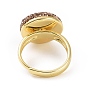 Регулируемое кольцо в виде самородка из окрашенной ракушки со стразами, золотое латунное широкое кольцо для женщин