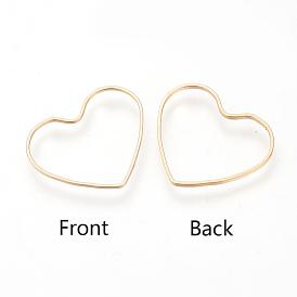 Brass Linking Rings, Real 18K Gold Plated, Heart