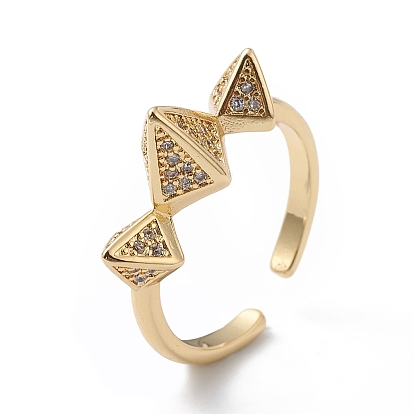 Кольца из латуни с микропаве из кубического циркония, долговечный, без кадмия и без свинца, кольца-пирамиды в стиле панк, манжетное кольцо для женщин