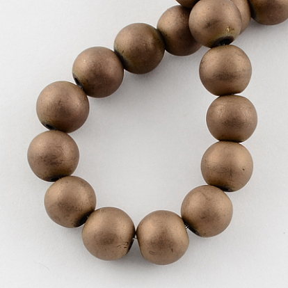Non-magnétiques perles d'hématite synthétique brins, givré, Grade a, perles rondes plaquées pour la fabrication de bracelets