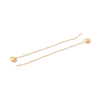 Longue chaîne avec boucles d'oreilles pendantes boule ronde, 304 fil d'oreille en acier inoxydable pour femme